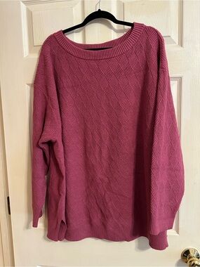 Lane Bryant Textured Crewneck Sweater - Rose
